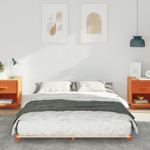 Gulv seng ramme Gyldenbrun 140 x 200 cm Massivt fyrretræ
