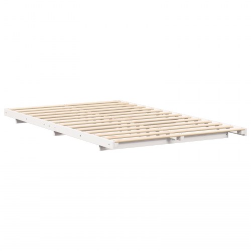 Gulv seng ramme Hvid 120 x 200 cm Massivt fyrretræ