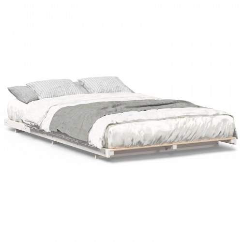 Gulv seng ramme Hvid 120 x 200 cm Massivt fyrretræ