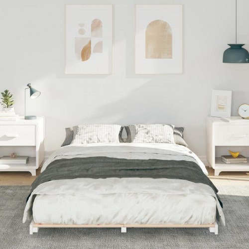 Gulv seng ramme Hvid 120 x 200 cm Massivt fyrretræ