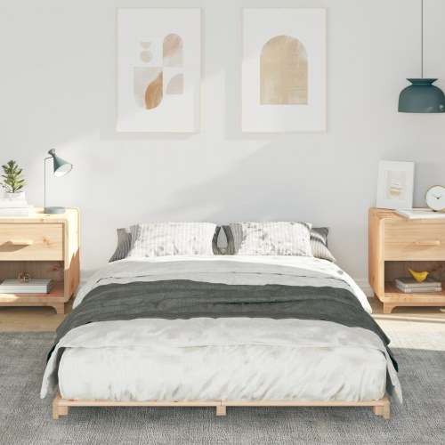 Sengestel med lameller brun 135 x 190 cm massivt fyrretræ
