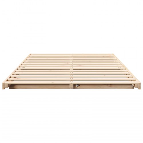 Sengestel med lameller brun 135 x 190 cm massivt fyrretræ