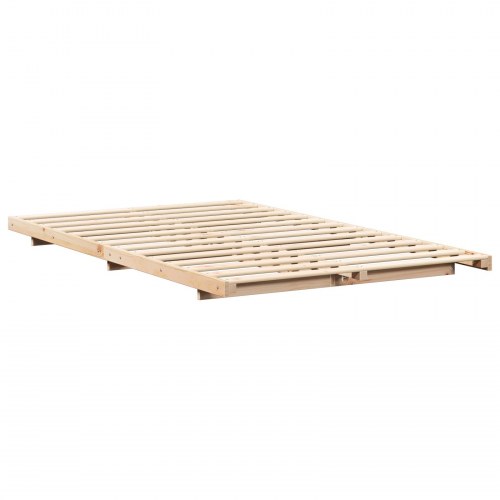 Sengestel med lameller brun 135 x 190 cm massivt fyrretræ