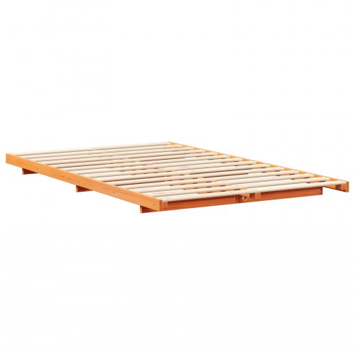 Sengestel voksbrun 135 x 190 cm i massivt fyrretræ