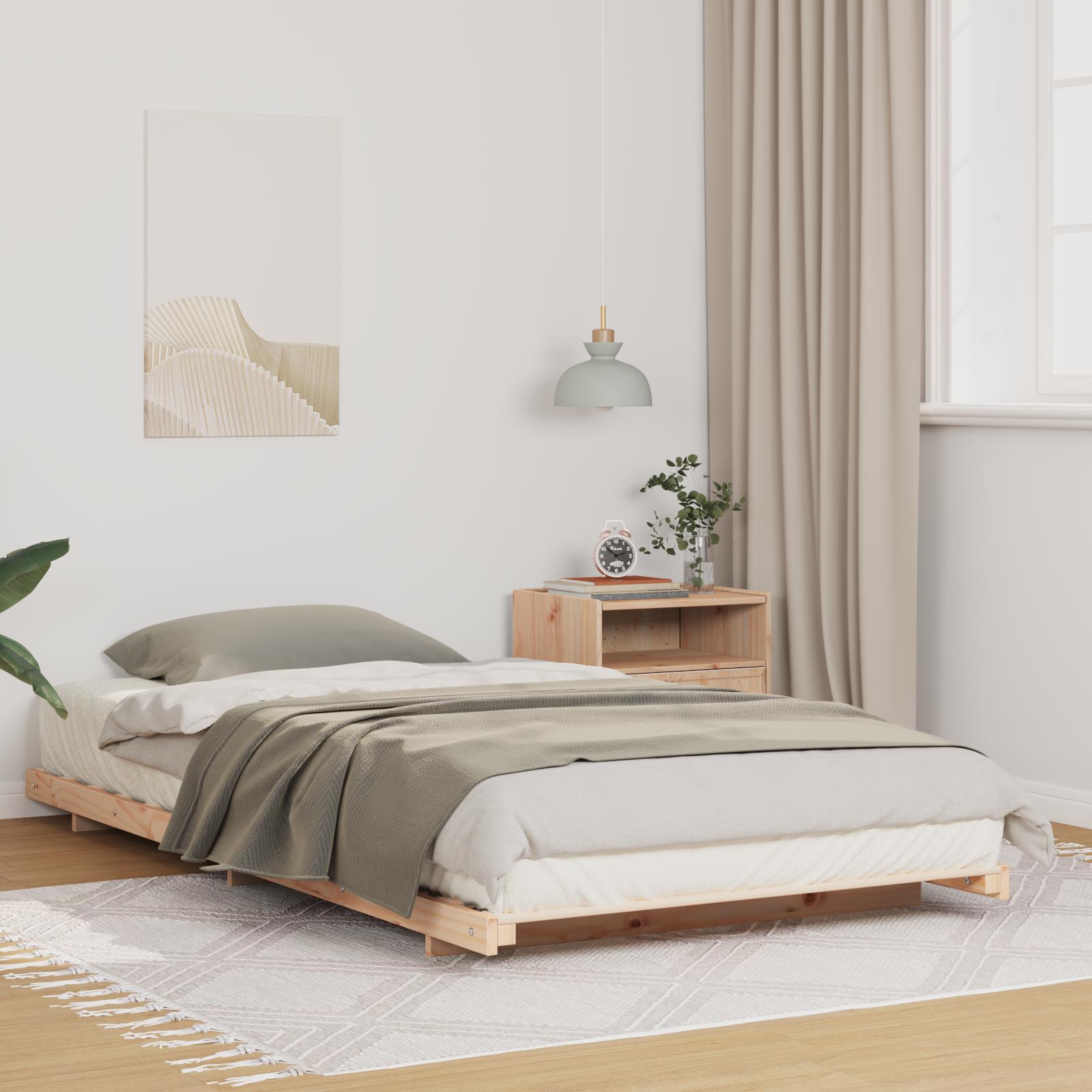 Gulv seng ramme Brun 90 x 190 cm Massivt fyrretræ