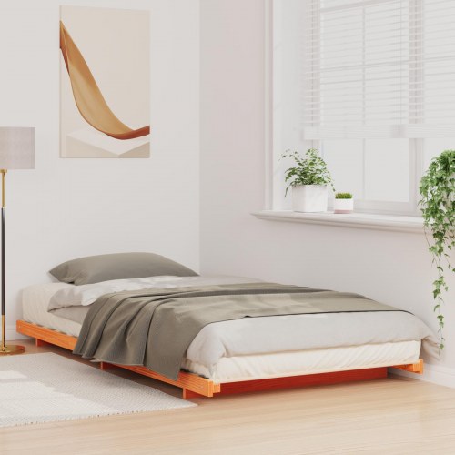 Sengestel i massiv fyrretræ 100 x 210 cm - voks brun