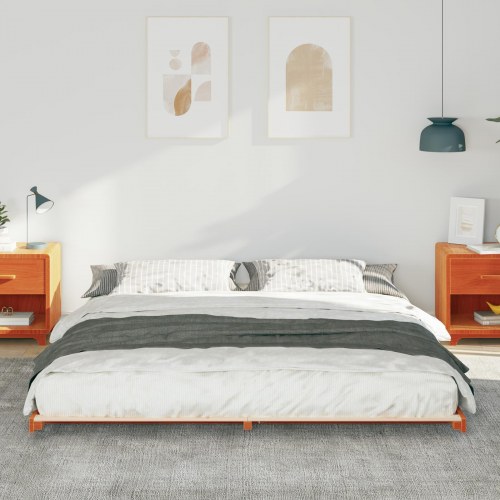 Sengestel voksbrun 200 x 210 cm i massivt fyrretræ