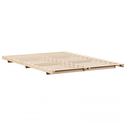 Gulv seng ramme Brun 140 x 220 cm Massivt fyrretræ