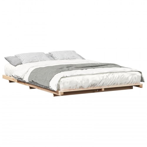 Gulv seng ramme Brun 140 x 220 cm Massivt fyrretræ