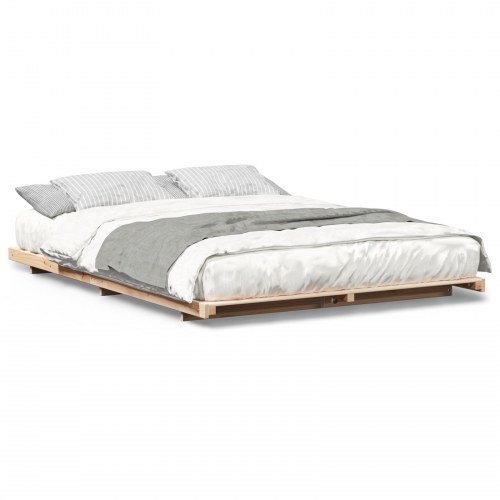 Gulv seng ramme Brun 140 x 220 cm Massivt fyrretræ