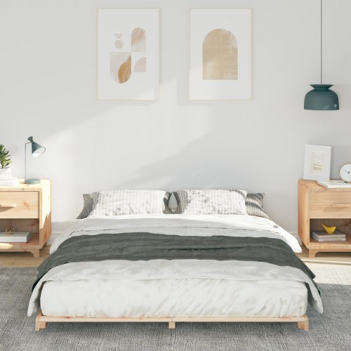 Gulv seng ramme Brun 140 x 220 cm Massivt fyrretræ