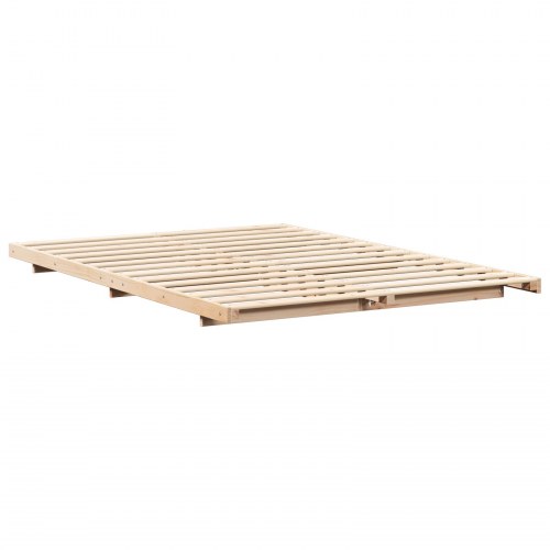 Gulv seng ramme Brun 140 x 220 cm Massivt fyrretræ