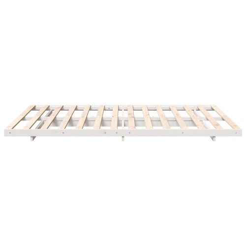 Sengestel med lameller - hvid, 140 x 220 cm, massiv fyrretræ