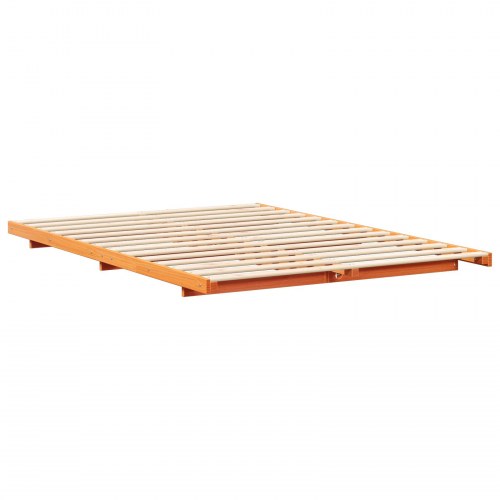Sengestel voksbrun 140 x 220 cm i massiv fyr