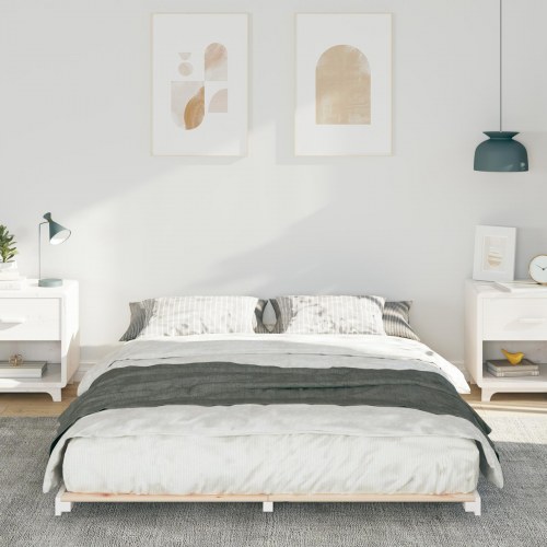 Sengestel 160 x 220 cm i massivt fyrretræ - hvid