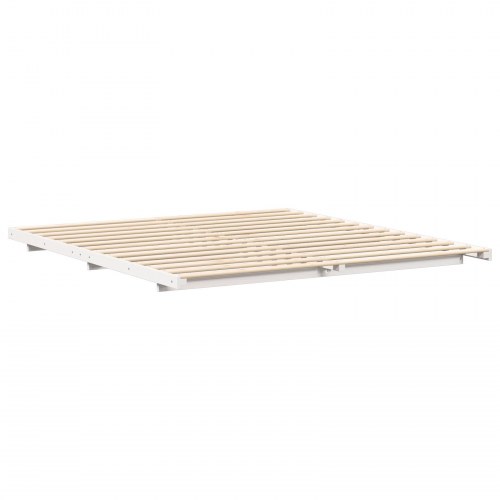 Gulv seng ramme Hvid 200 x 220 cm Massivt fyrretræ