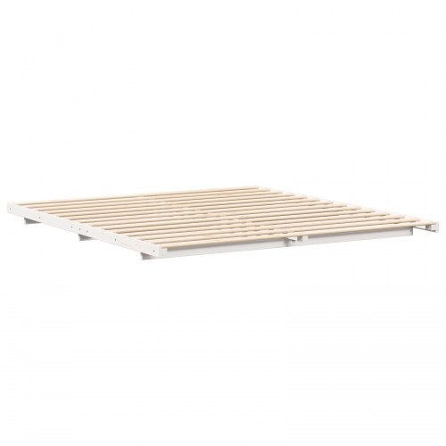 Gulv seng ramme Hvid 200 x 220 cm Massivt fyrretræ