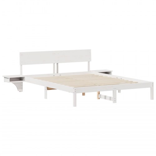 Sengestel med hovedgærde 160 x 200 cm - hvid, massiv fyrretræ