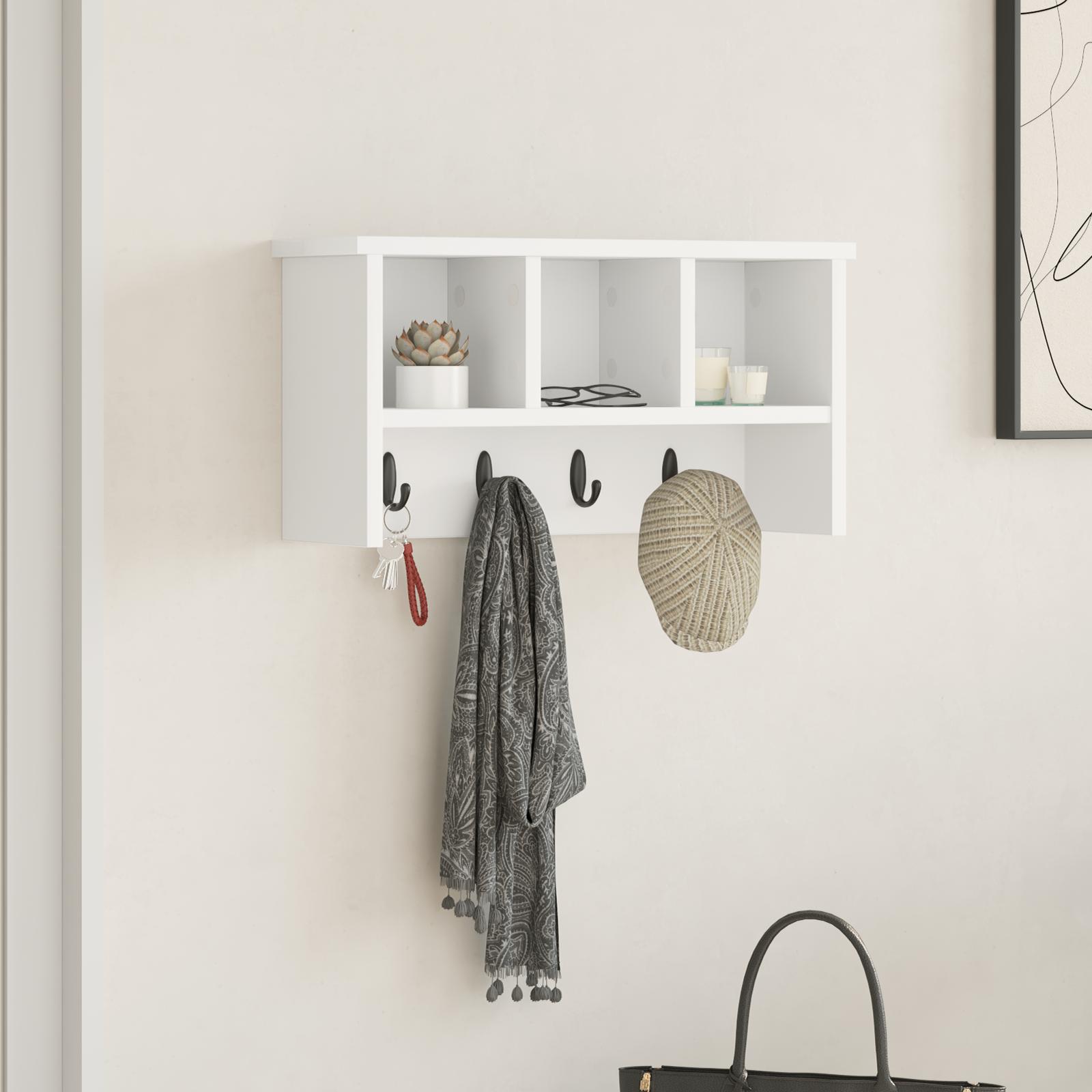 Vægmonteret Jakkeholder Hvid 50 x 16 x 26 cm Konstrueret træ
