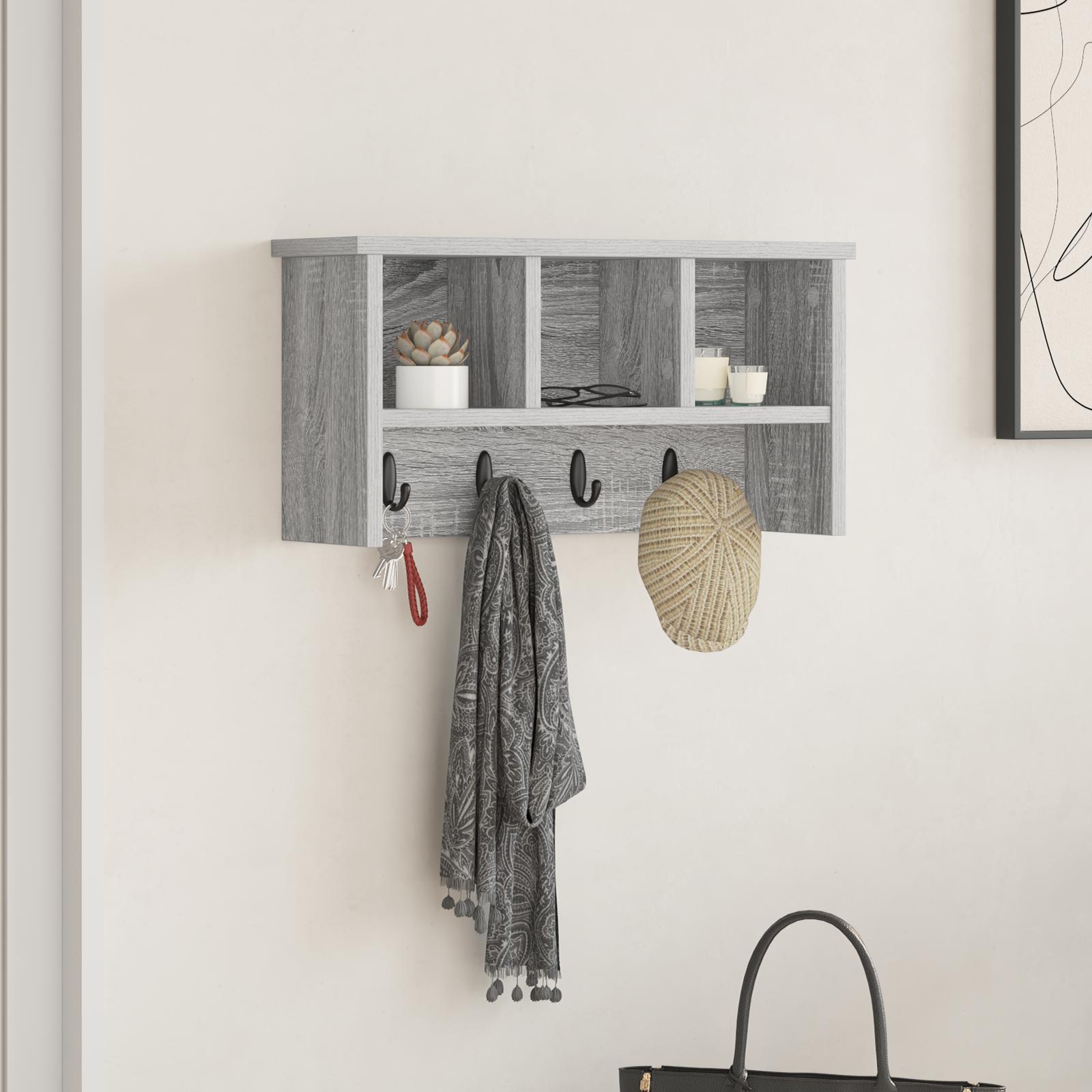 Vægmonteret Jakkeholder med hylde Grå sonoma-eg 50 x 16 x 26 cm