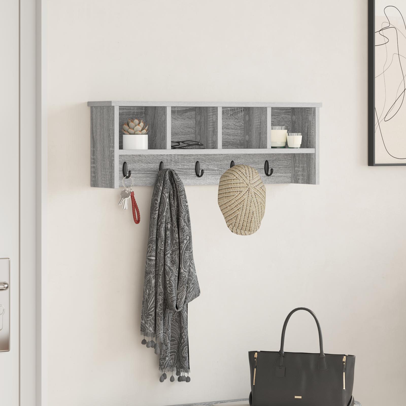 Vægmonteret Jakkeholder med hylde Grå sonoma-eg 75 x 16 x 26 cm