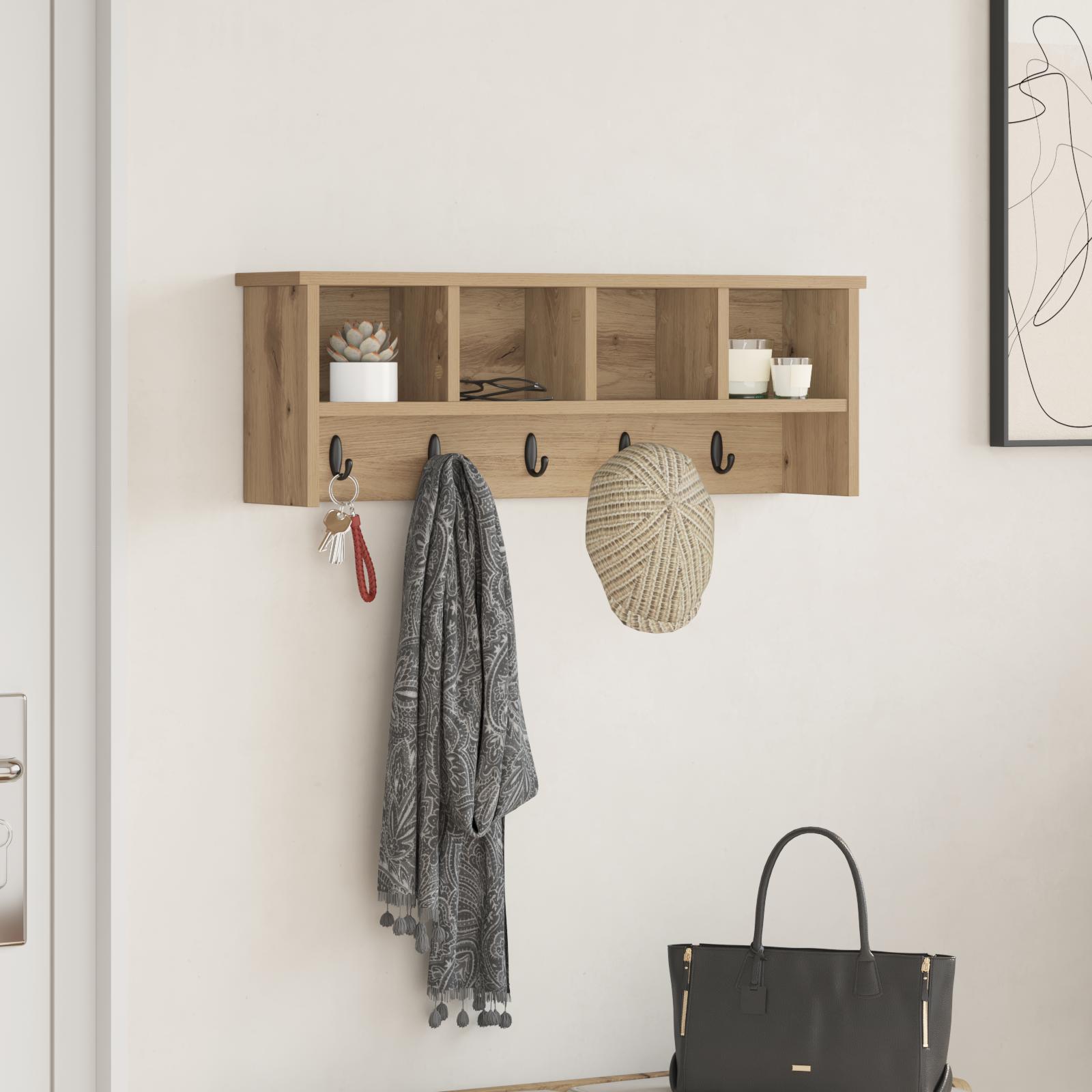 Vægmonteret Jakkeholder med hylde artisan eg 75 x 16 x 26 cm