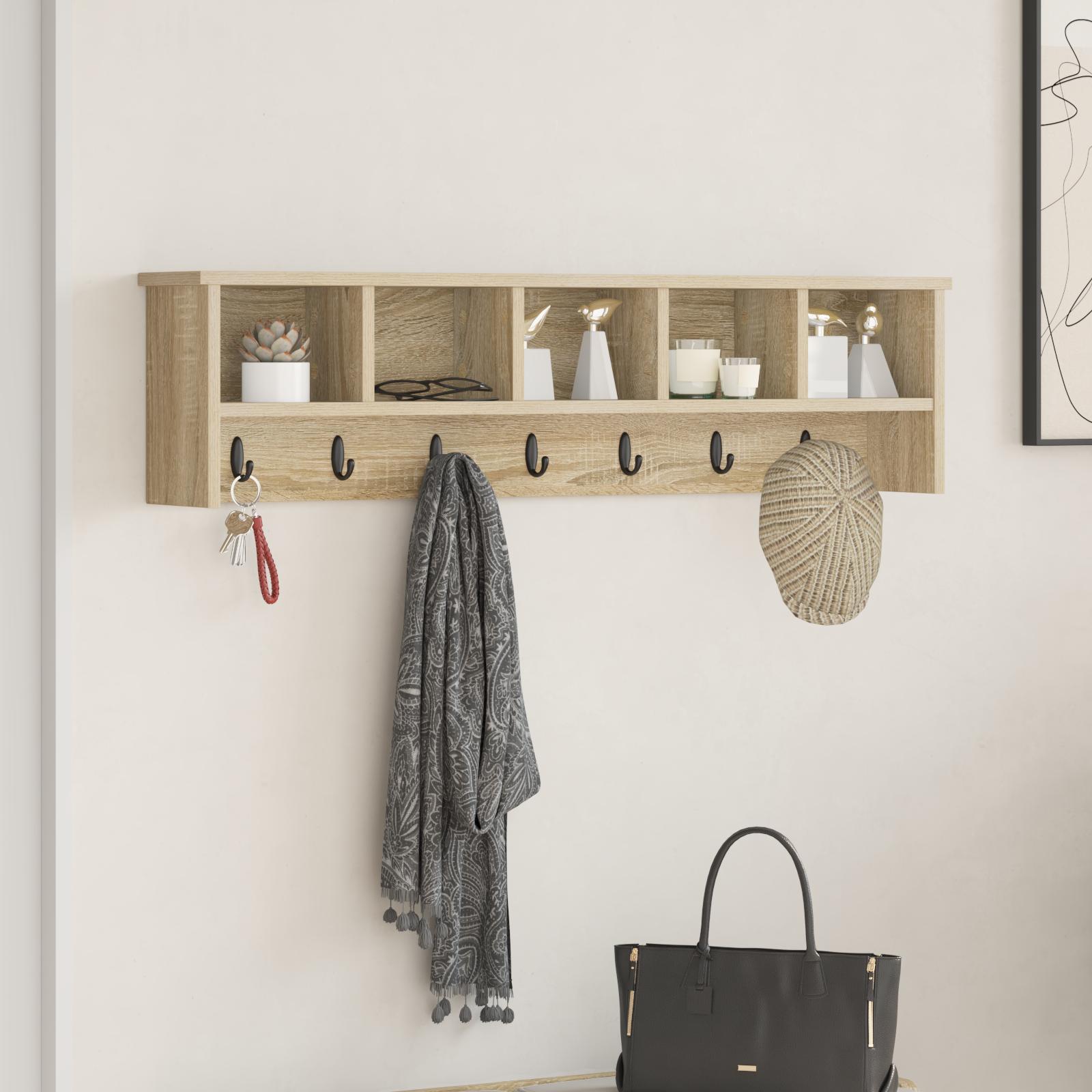 Vægmonteret Jakkeholder med hylde Sonoma-eg 100 x 16 x 26 cm