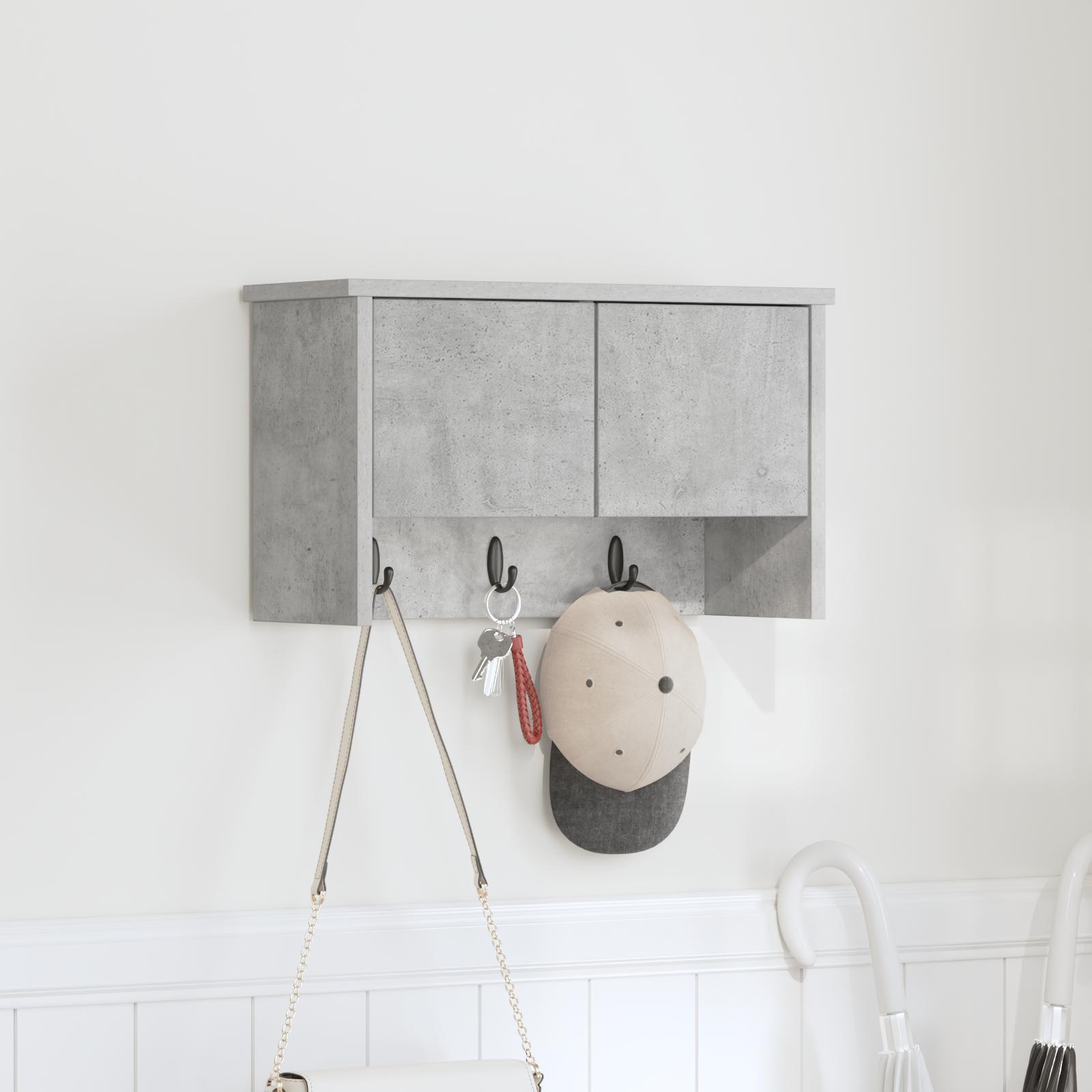 Vægmonteret Jakkeholder med hylde Betongrå 50 x 20 x 30 cm