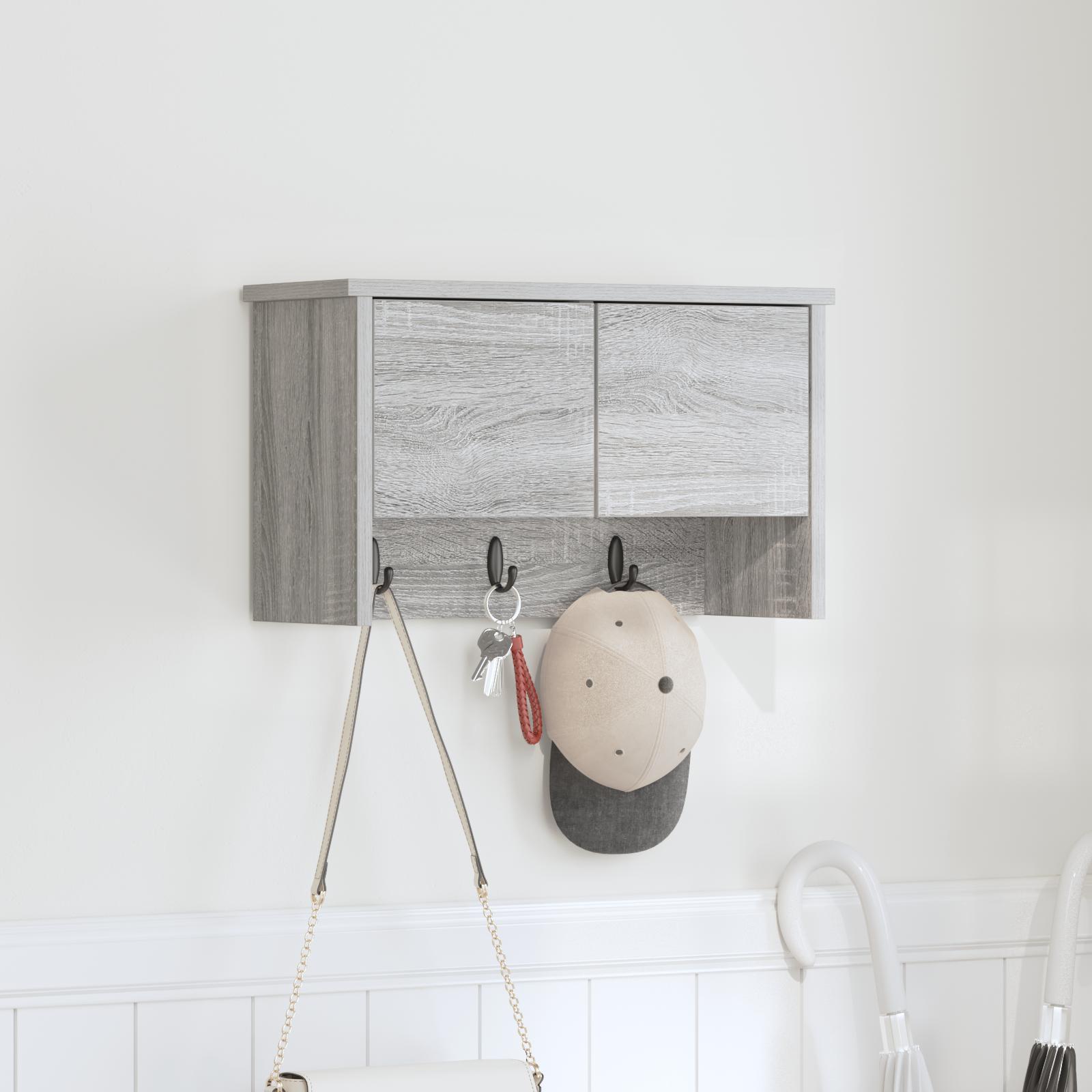 Vægmonteret Jakkeholder med hylde Grå sonoma-eg 50 x 20 x 30 cm