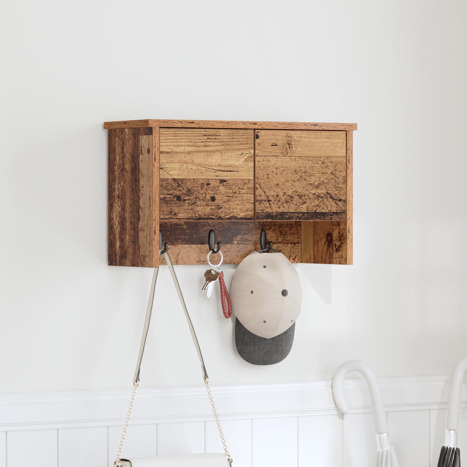 Vægmonteret Jakkeholder med hylde Gammelt træ 50 x 20 x 30 cm