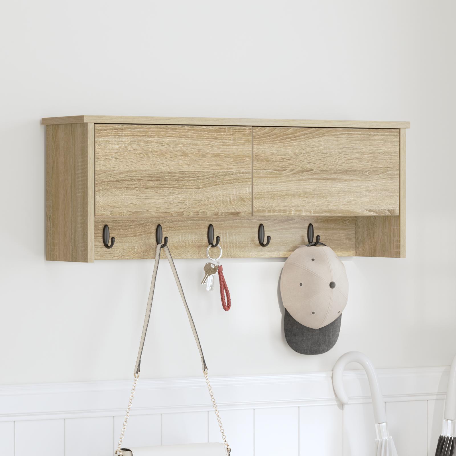Vægmonteret Jakkeholder med hylde Sonoma-eg 80 x 20 x 30 cm