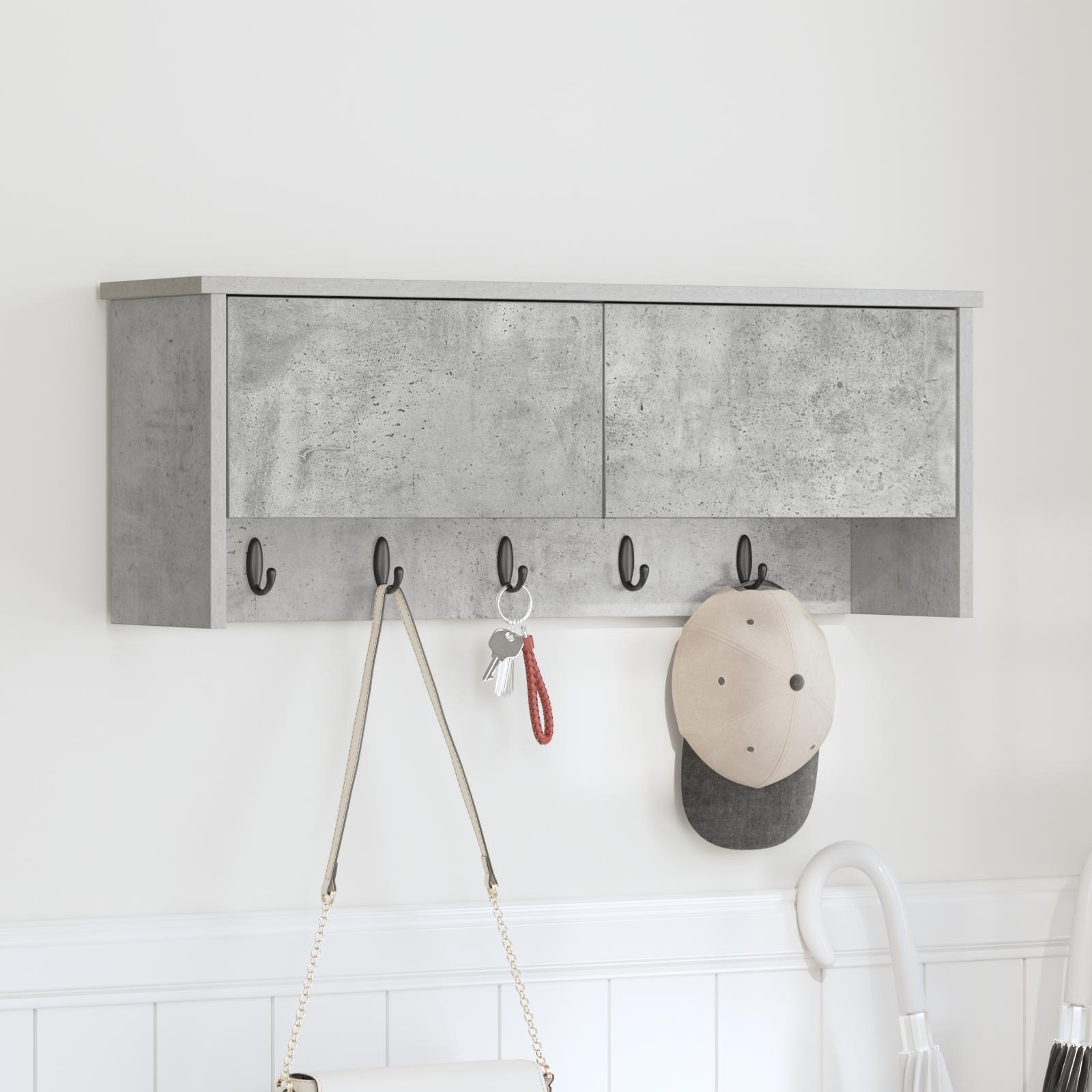 Vægmonteret Jakkeholder med hylde Betongrå 80 x 20 x 30 cm