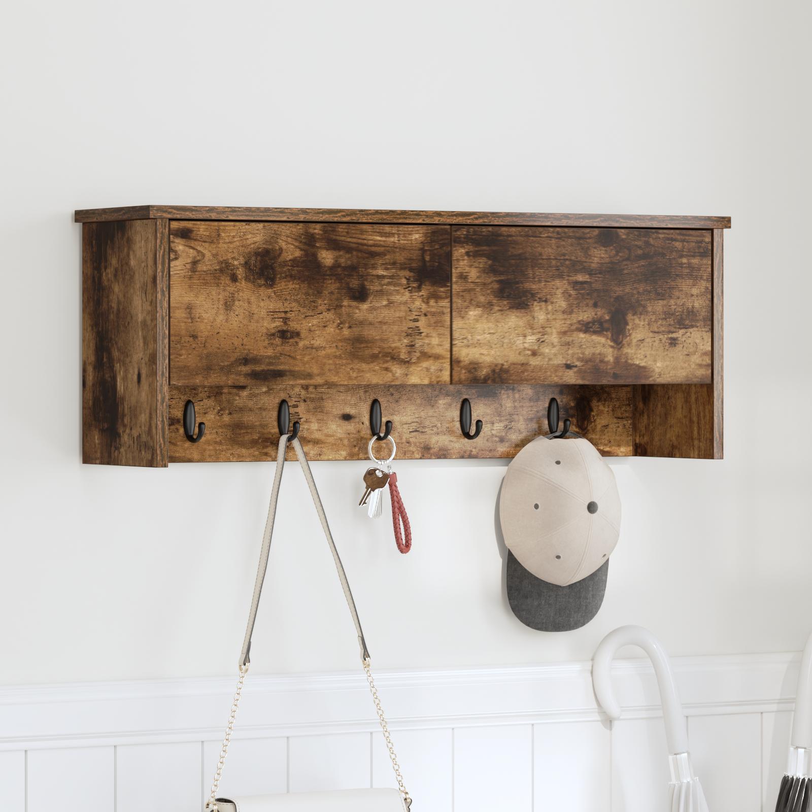 Vægmonteret Jakkeholder med hylde Røget eg 80 x 20 x 30 cm