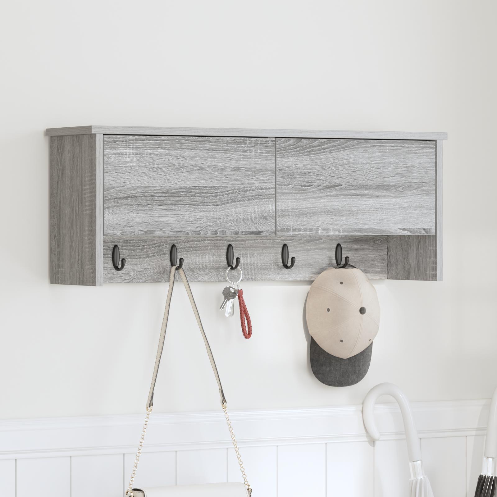 Vægmonteret Jakkeholder med hylde Grå sonoma-eg 80 x 20 x 30 cm