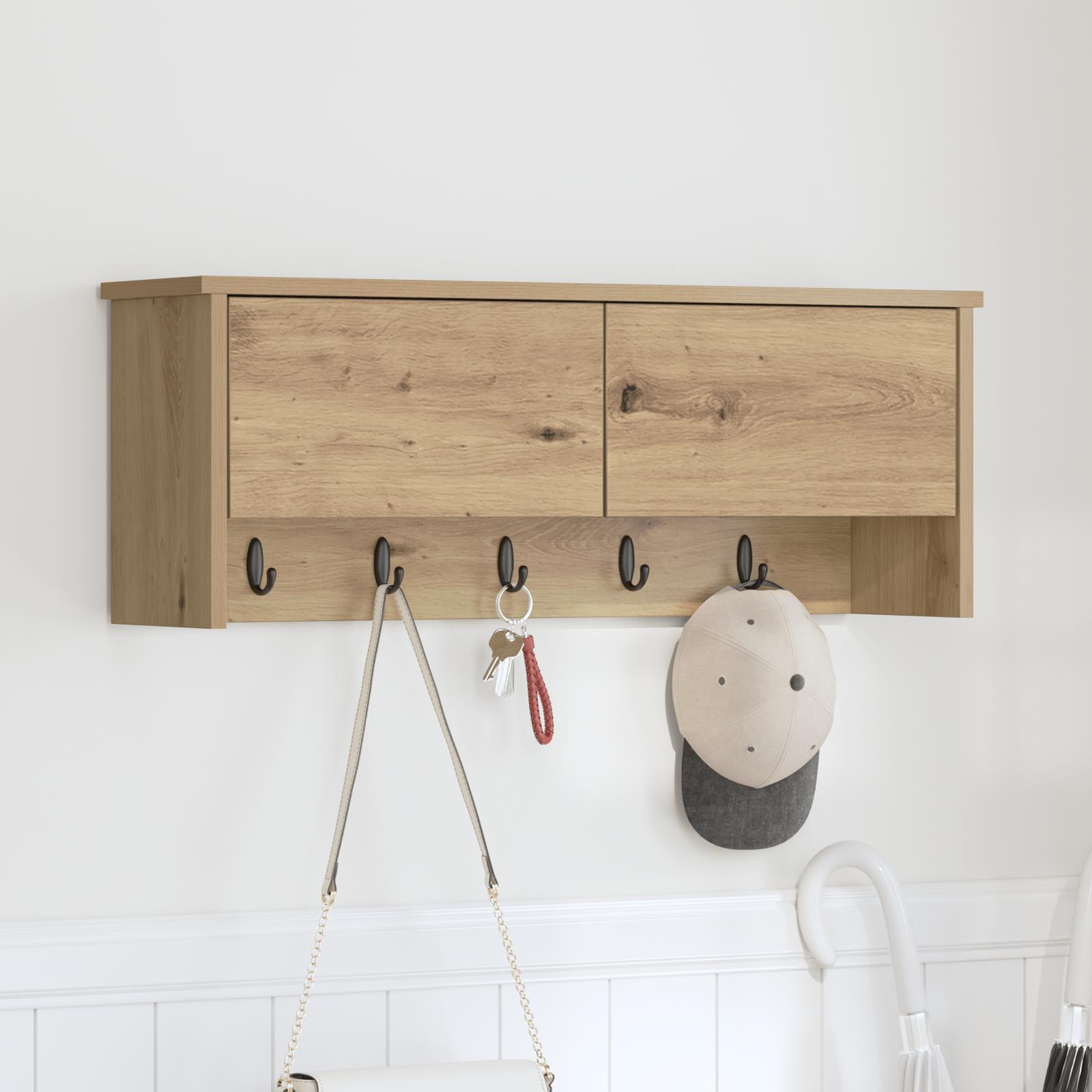 Vægmonteret Jakkeholder med hylde artisan eg 80 x 20 x 30 cm
