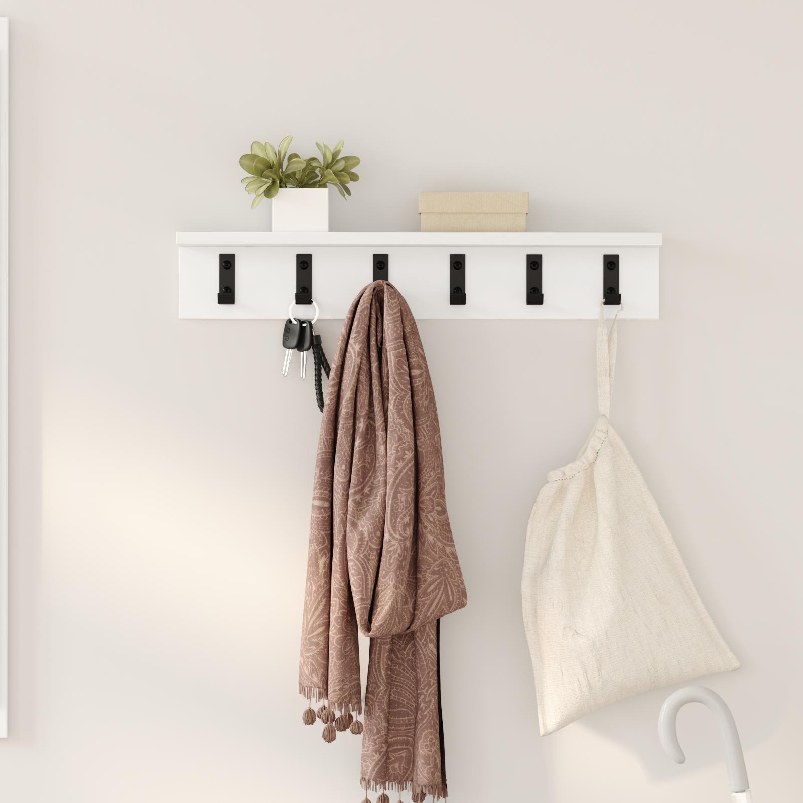 Vægmonteret Jakkeholder med hylde Hvid 60 x 10.5 x 10.5 cm