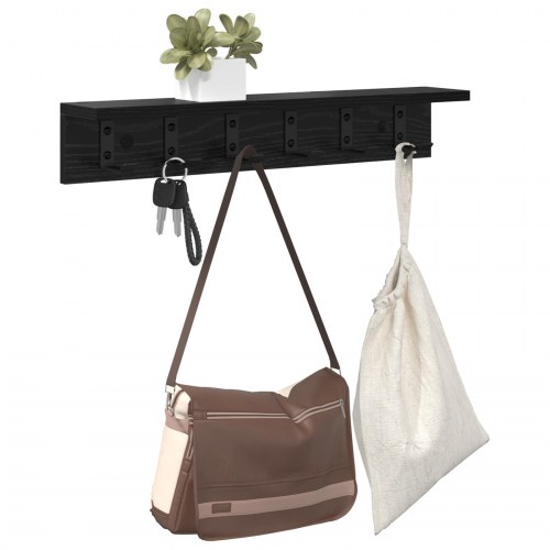 Vægknagerække med hylde i sort eg - 60 x 10,5 x 10,5 cm