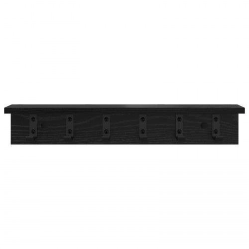 Vægknagerække med hylde i sort eg - 60 x 10,5 x 10,5 cm