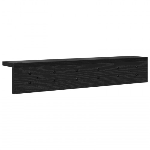 Vægknagerække med hylde i sort eg - 60 x 10,5 x 10,5 cm