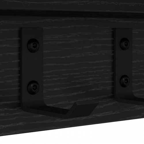 Vægknagerække med hylde i sort eg - 60 x 10,5 x 10,5 cm