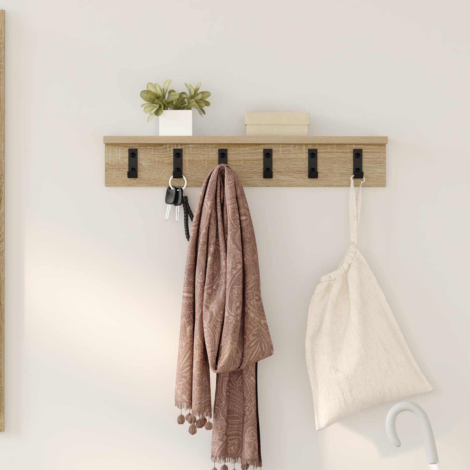Vægmonteret Jakkeholder med hylde Sonoma-eg 60 x 10.5 x 10.5 cm