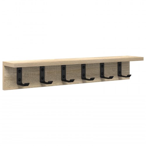 Vægmonteret knagerække med hylde - Sonoma eg, 60 x 10,5 x 10,5 cm