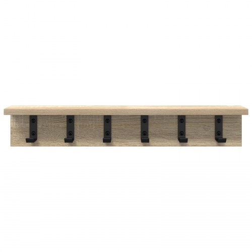 Vægmonteret knagerække med hylde - Sonoma eg, 60 x 10,5 x 10,5 cm