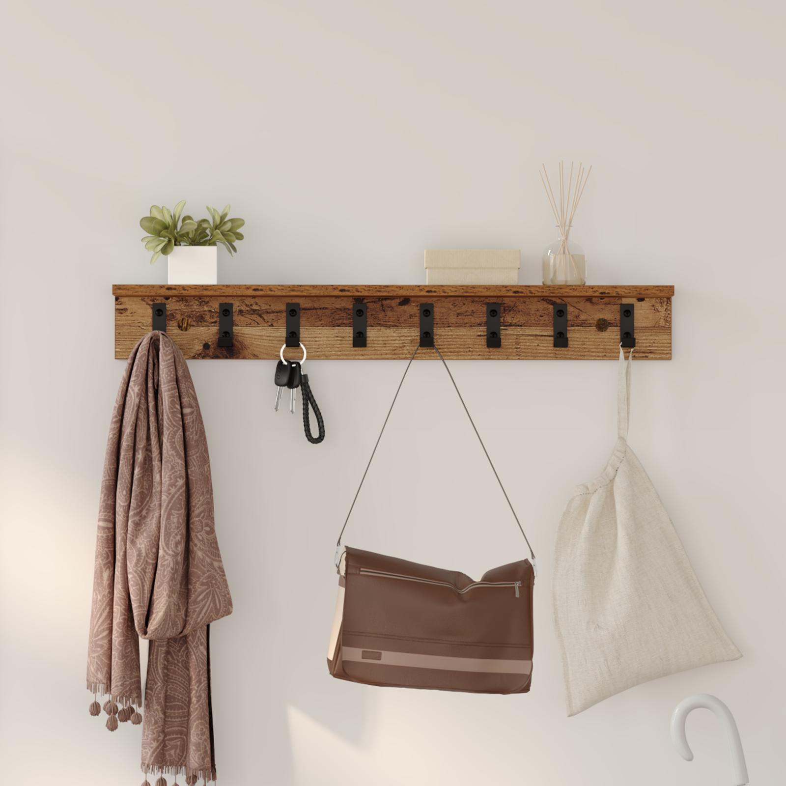Vægmonteret Jakkeholder Gammelt træ 80 x 10.5 x 10.5 cm