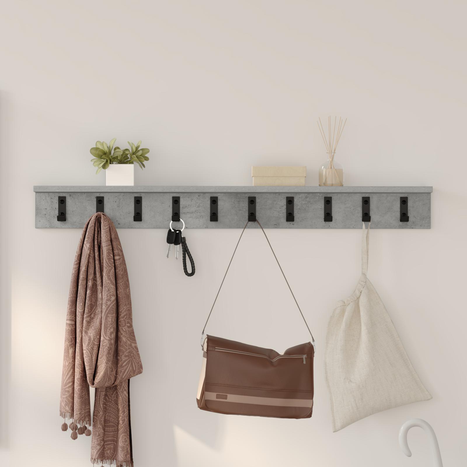 Vægmonteret Jakkeholder med hylde Betongrå 100 x 10.5 x 10.5 cm