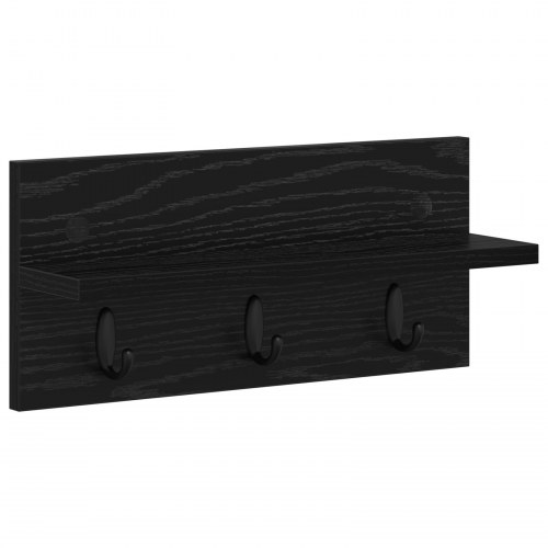 Vægmonteret knagerække med hylde - sort eg, 40 x 10,5 x 18 cm