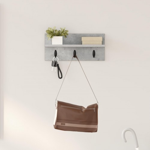 Vægmonteret Jakkeholder med hylde Betongrå 40 x 10.5 x 18 cm