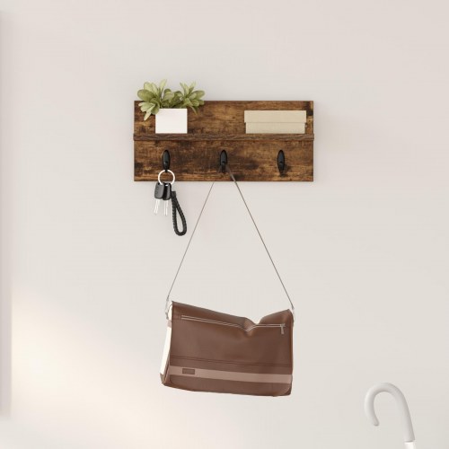Vægmonteret Jakkeholder med hylde Røget eg 40 x 10.5 x 18 cm
