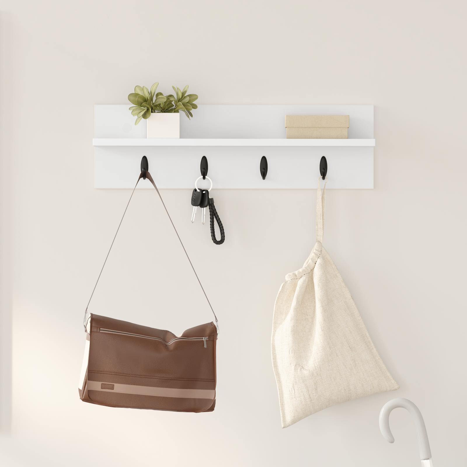 Vægmonteret Jakkeholder Konstrueret Træ - Hvid / 60 x 10,5 x 18 cm
