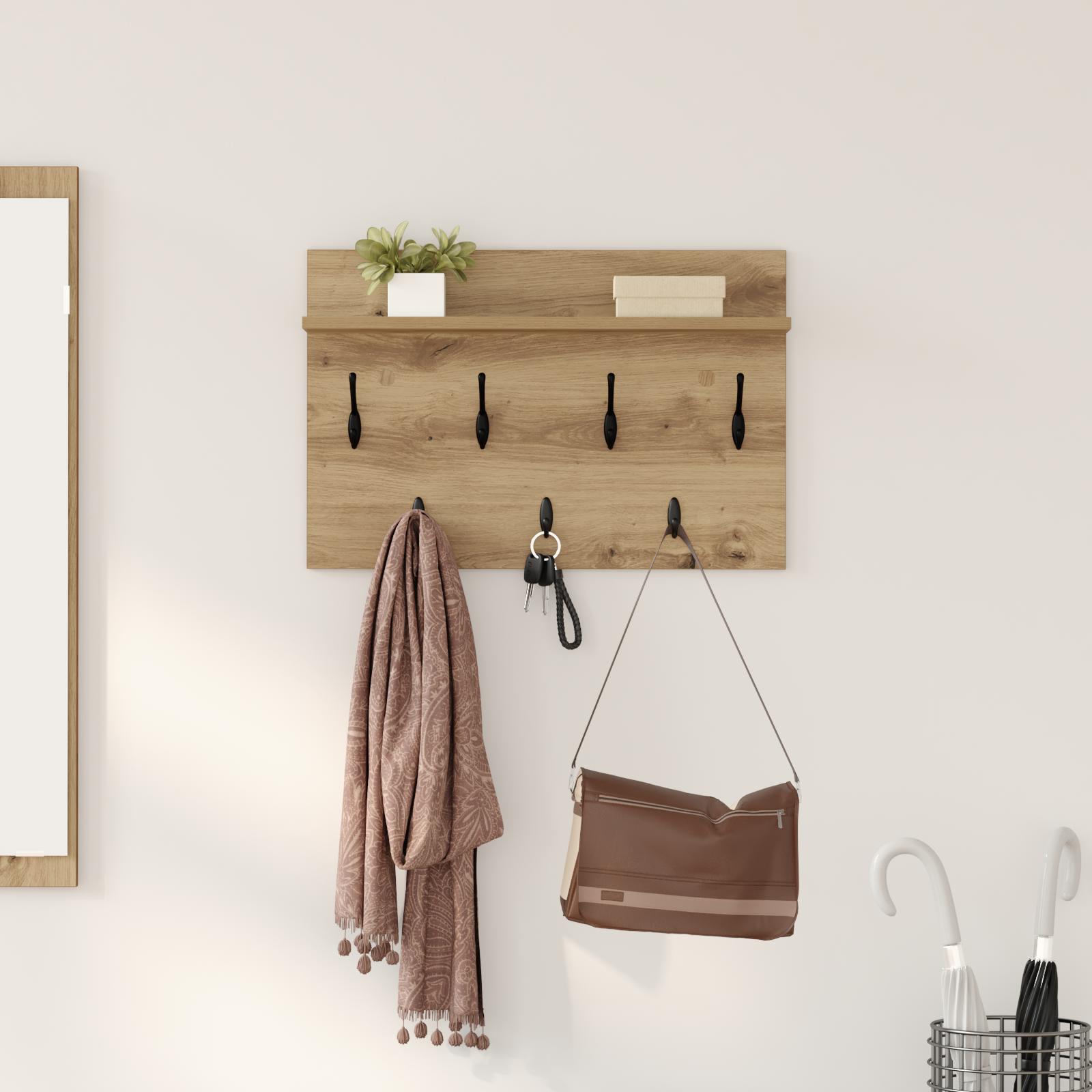 Vægmonteret Jakkeholder med hylde artisan eg 60 x 40 x 12 cm